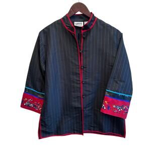 Vintage Chico’s Design Silk Mandarin Jacket Size 1  (M/L)